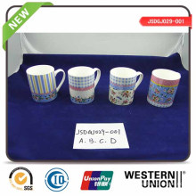 12 oz caneca de cerâmica para a promoção com revestimento em branco & borda colorida e alça (JSDGJ029-001)